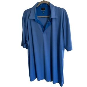 Greg Norman ML75 Blue Golf Polo Shirt Mens Medium Short Sleeve Moisture Wicking
